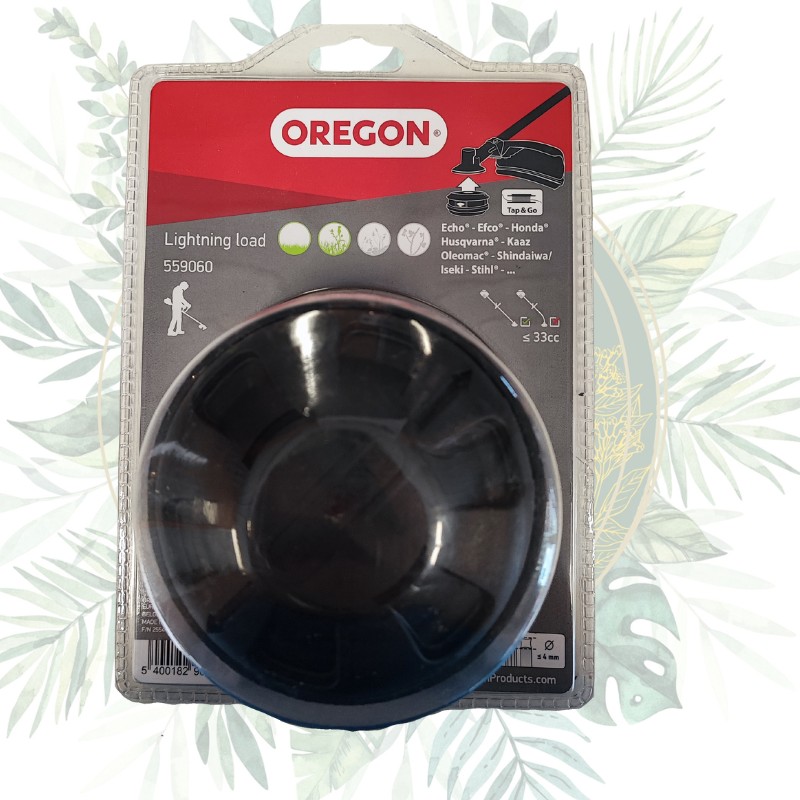 Tête fil universelle automatique OREGON avec adaptateurs et recharge de fil rond 3mm en blister